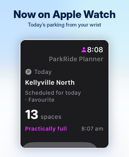 Parking status shown in the ParkRide Planner Apple Watch app